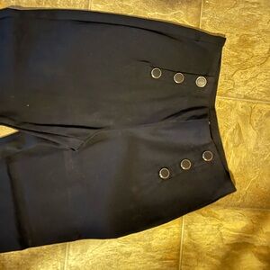 Black High-Waisted Pants with Button Detail